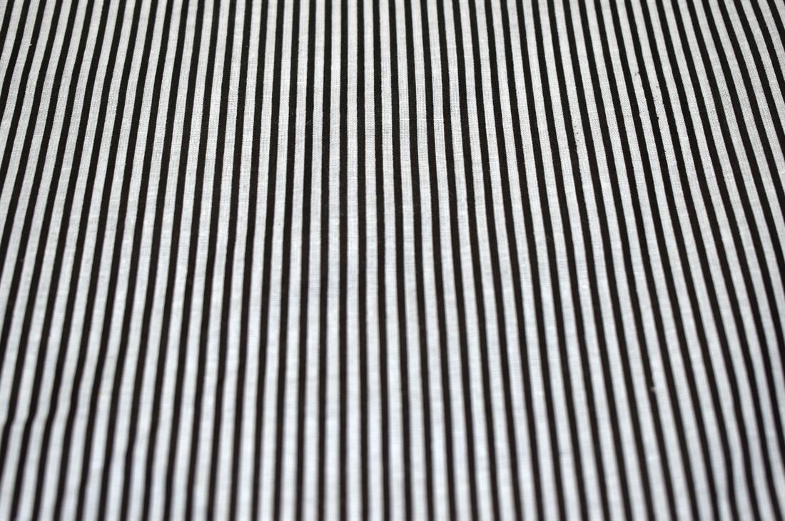 Black Printed Strips Cotton Poplin Fabric