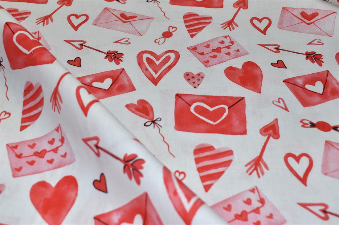 White & Red Little Johnny Valentines Day Love Hearts Printed 100%…
