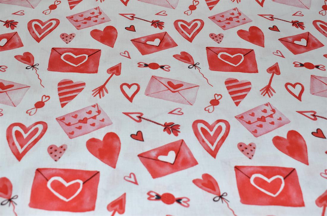 White & Red Little Johnny Valentines Day Love Hearts Printed 100%…