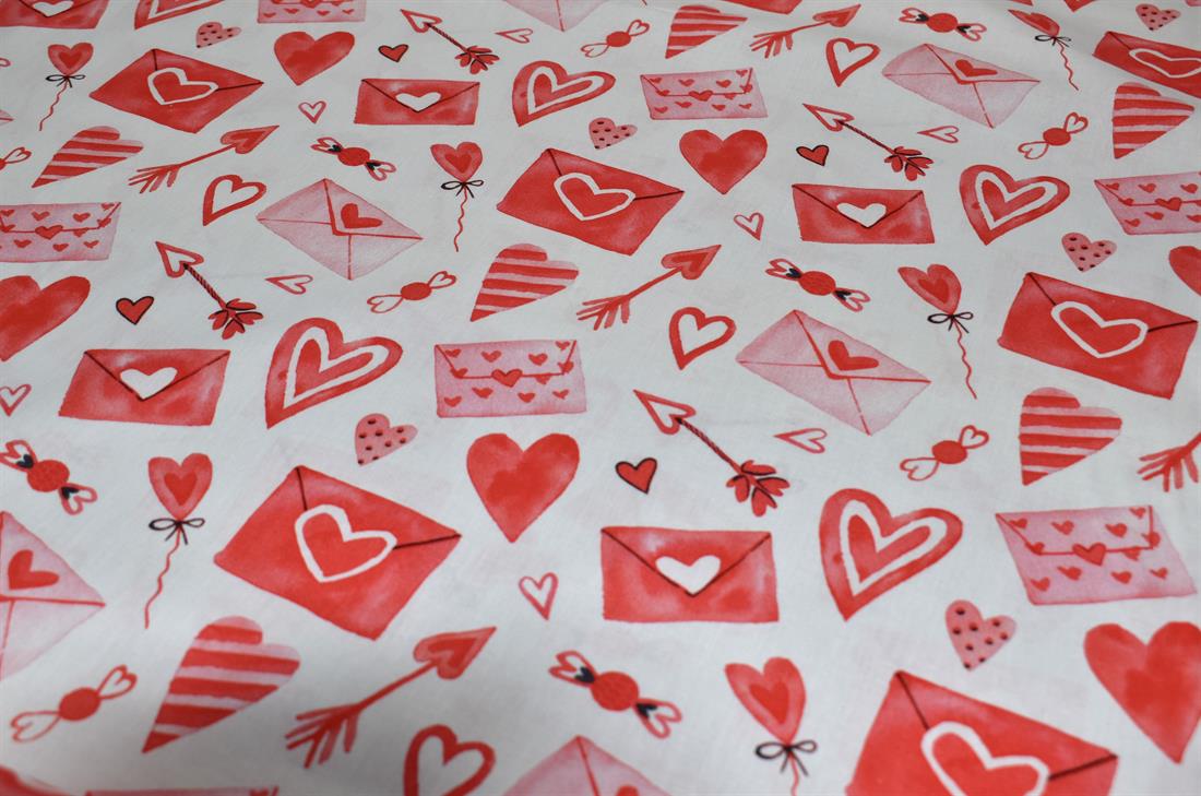 White & Red Little Johnny Valentines Day Love Hearts Printed 100%…