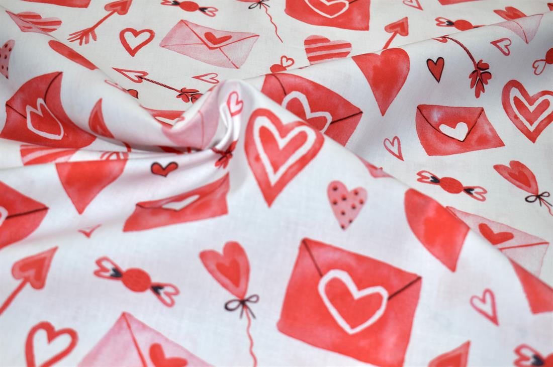 White & Red Little Johnny Valentines Day Love Hearts Printed 100%…