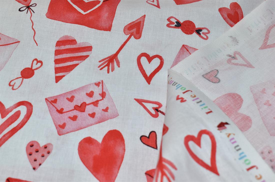 White & Red Little Johnny Valentines Day Love Hearts Printed 100%…