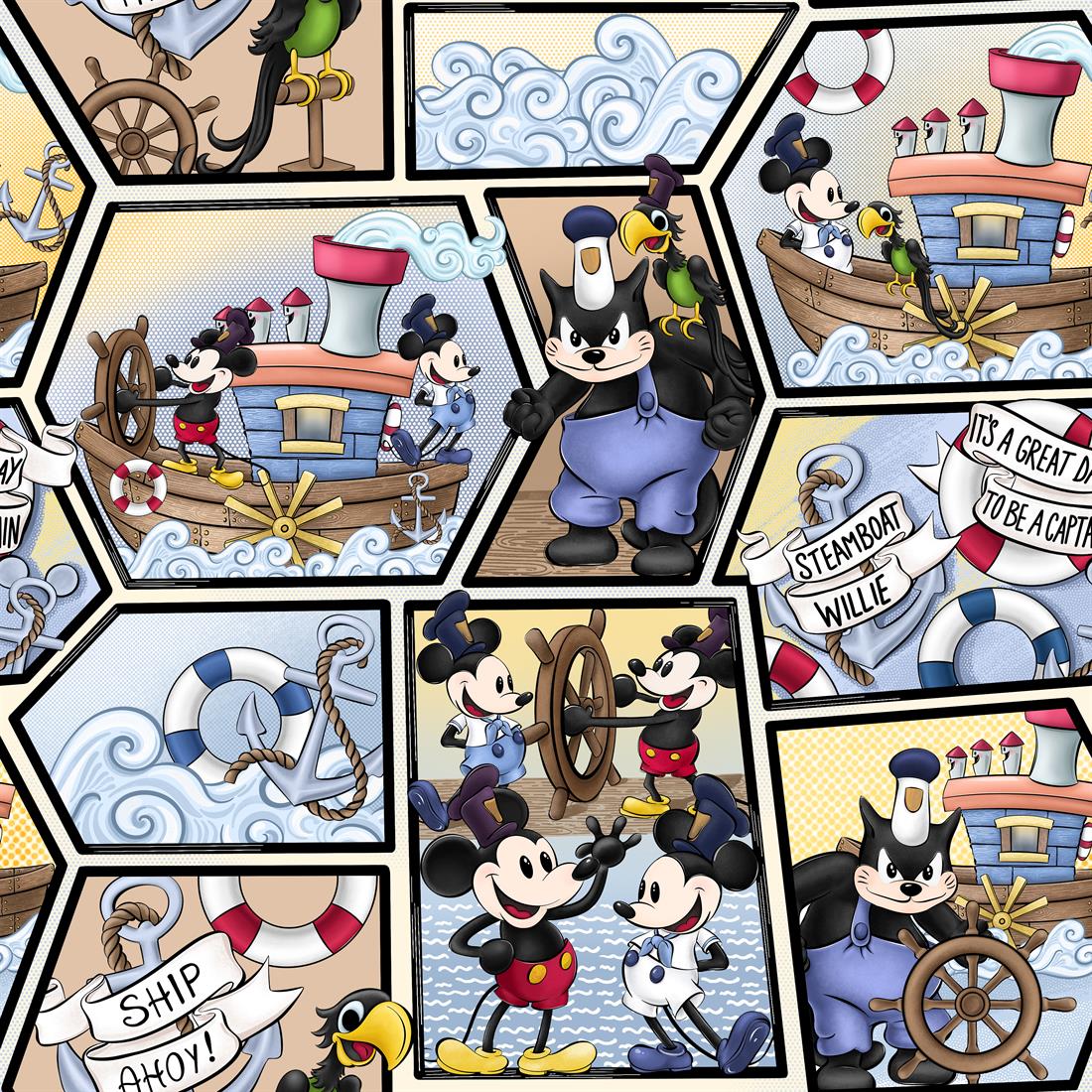 Steamboat Willie Comic Digitally Printed Crafty Cottons Onto a 200…