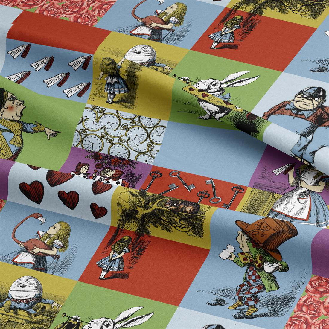 Alice In Wonderland Patchwork Digitally Printed Crafty Cottons Onto a…