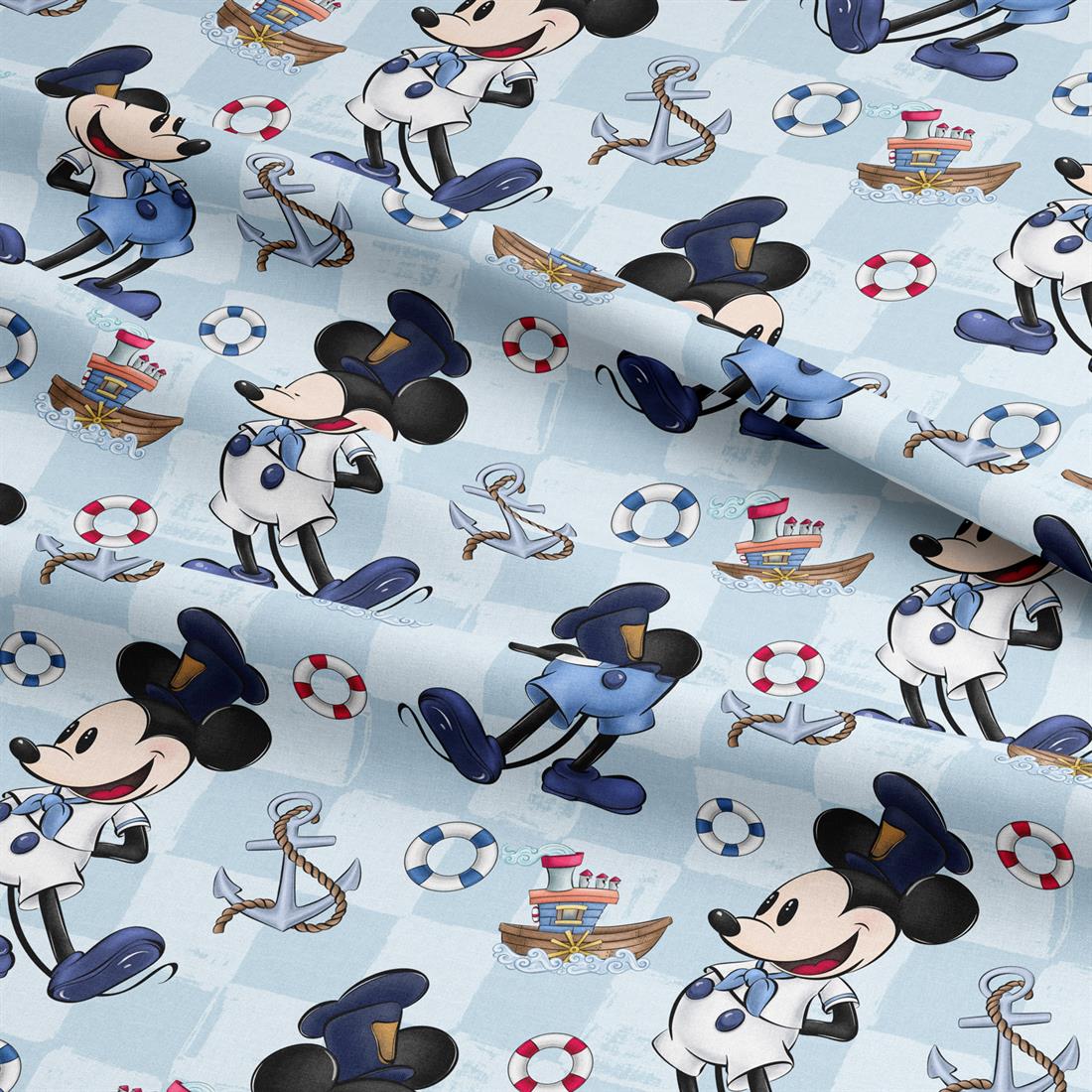 Baby Blue Steamboat Willie Captain Digitally Printed Crafty Cottons…