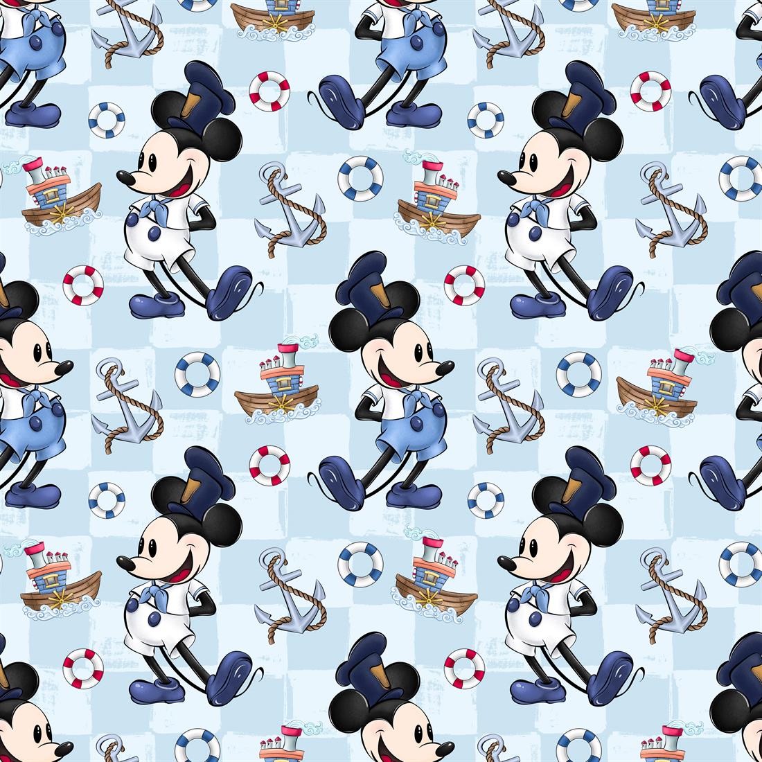 Baby Blue Steamboat Willie Captain Digitally Printed Crafty Cottons…