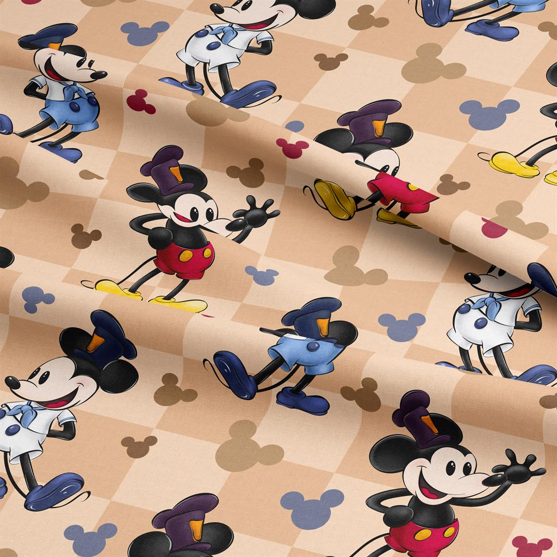 Beige Steamboat Willie Voyage Digitally Printed Crafty Cottons Onto a…