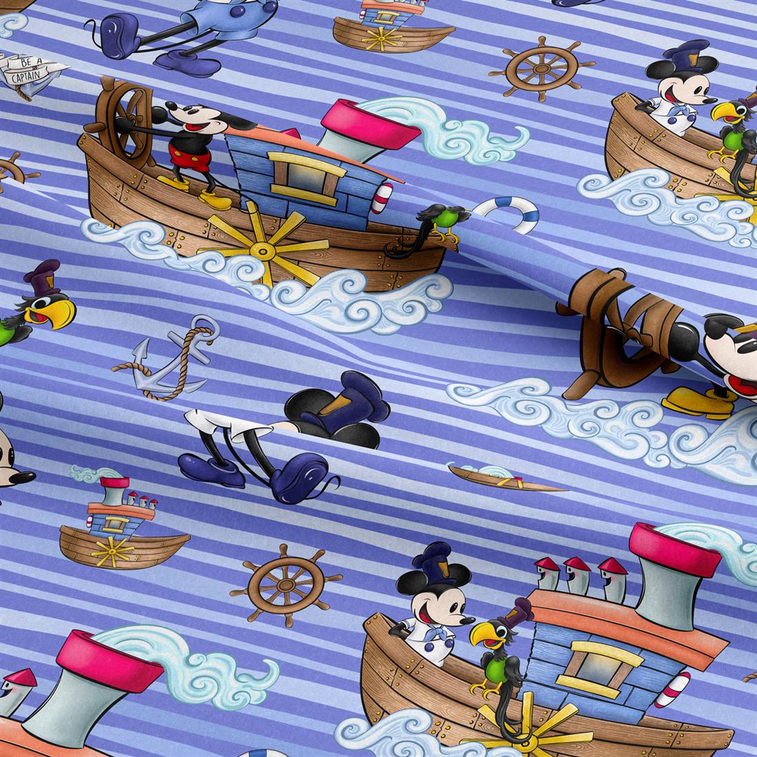 Navy Blue & Blue Steamboat Willie Set Sail Digitally Printed Crafty…