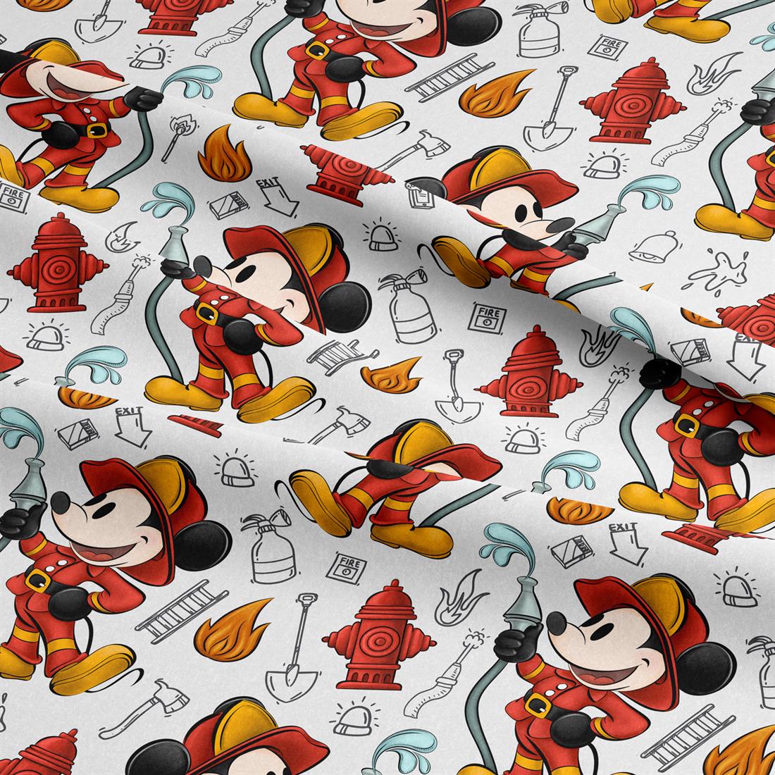 White Steamboat Willie Fireman Digitally Printed Crafty Cottons Onto…