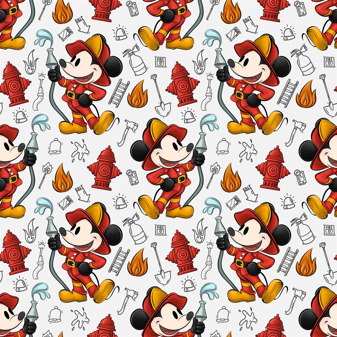 White Steamboat Willie Fireman Digitally Printed Crafty Cottons Onto…