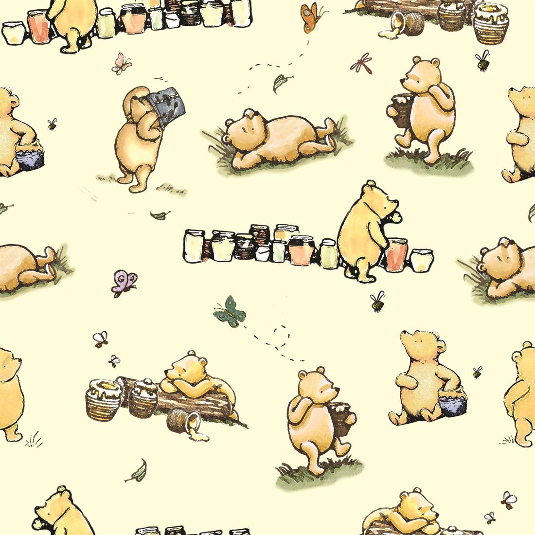 Cream Winnie Characters Pooh Bear Digitally Printed Crafty Cottons…