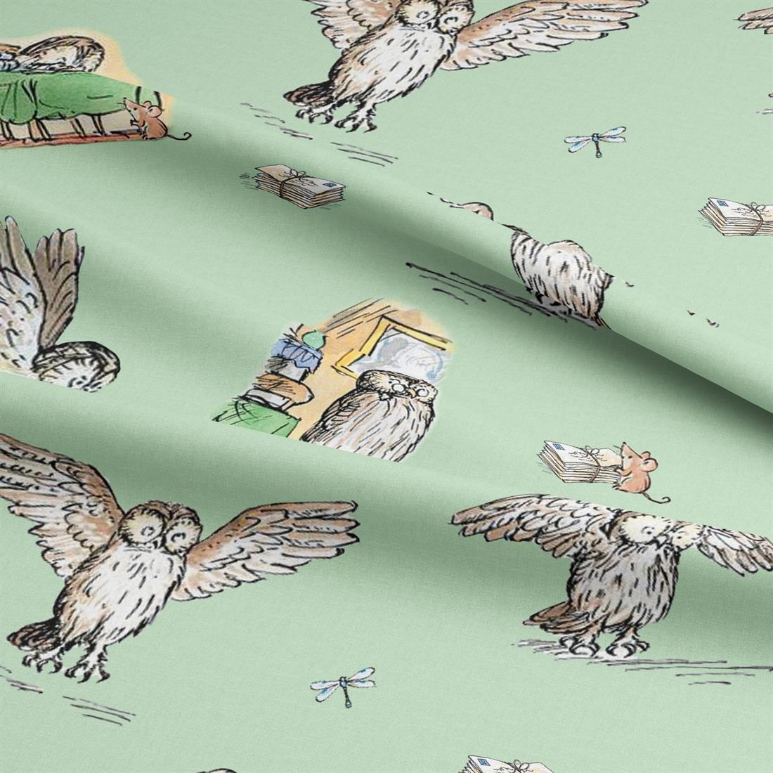Mint Winnie Characters Owl Digitally Printed Crafty Cottons Onto a…