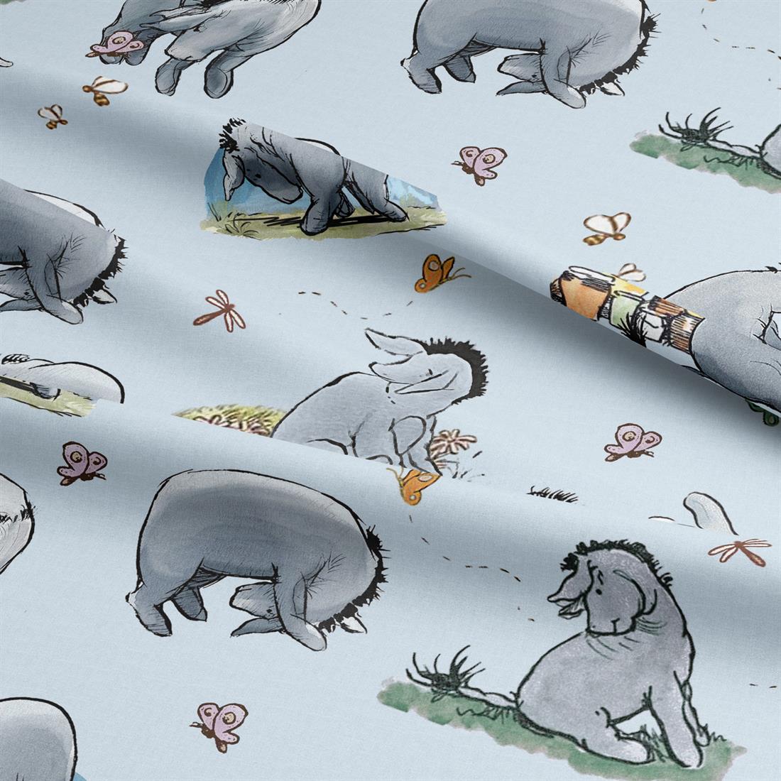 Grey Winnie Characters Eeyore Digitally Printed Crafty Cottons Onto a…