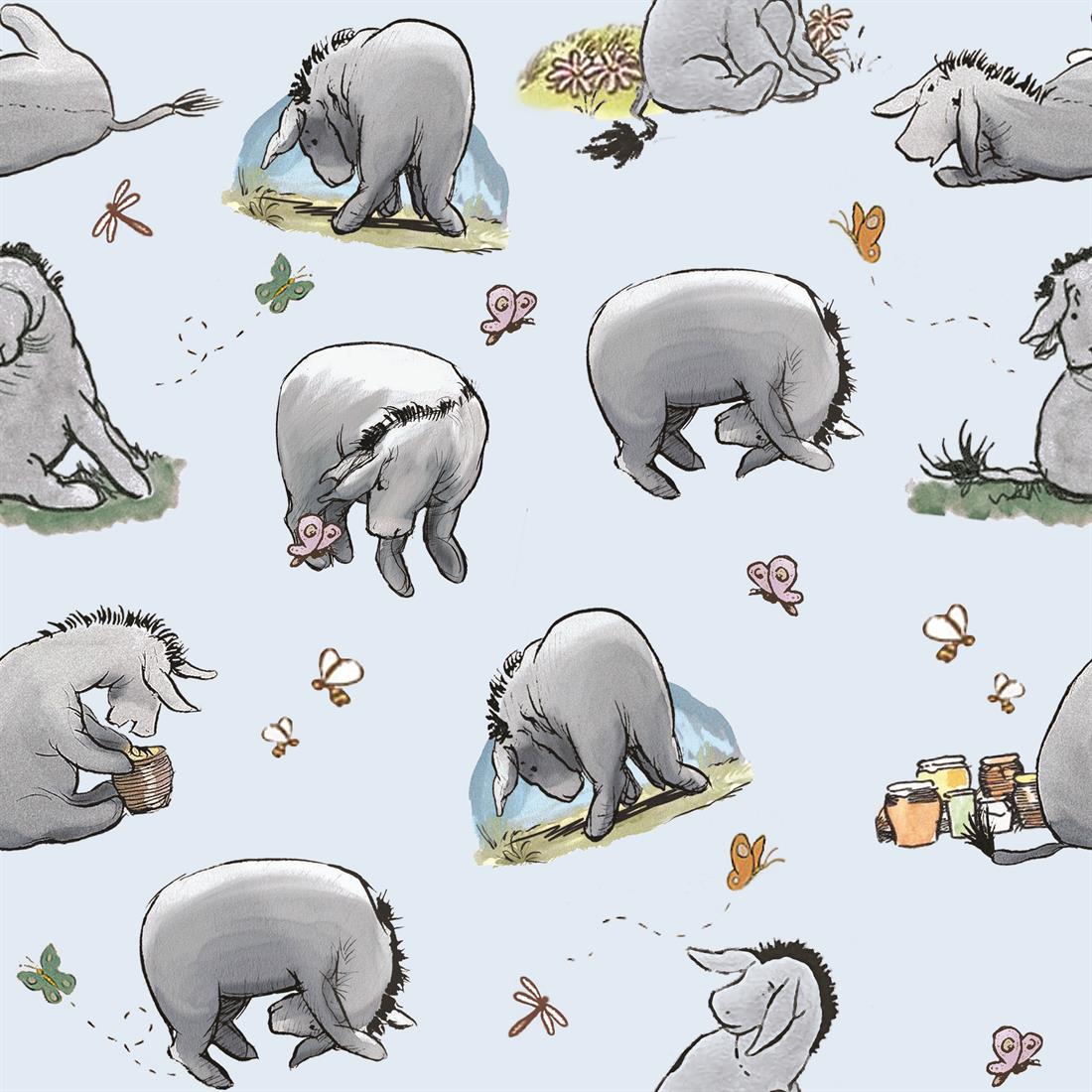 Grey Winnie Characters Eeyore Digitally Printed Crafty Cottons Onto a…