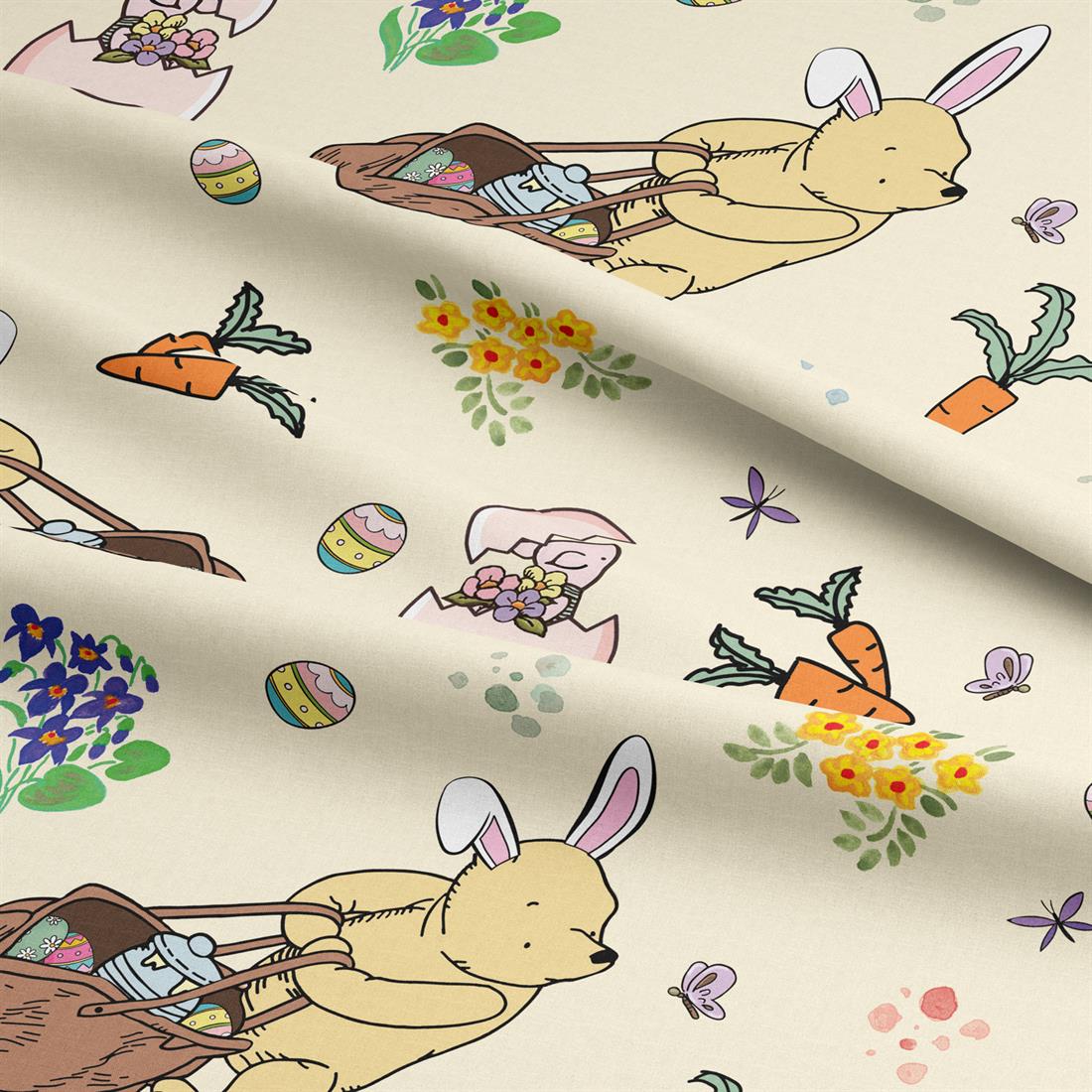 Cream Winnie and Piglet Easter Digitally Printed Crafty Cottons Onto…