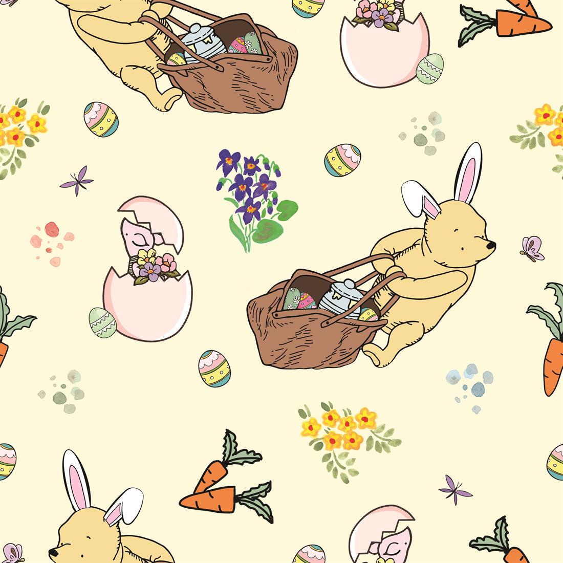 Cream Winnie and Piglet Easter Digitally Printed Crafty Cottons Onto…