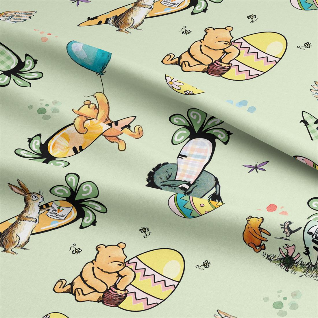 Light Mint Winnie and Friends Easter Digitally Printed Crafty Cottons…