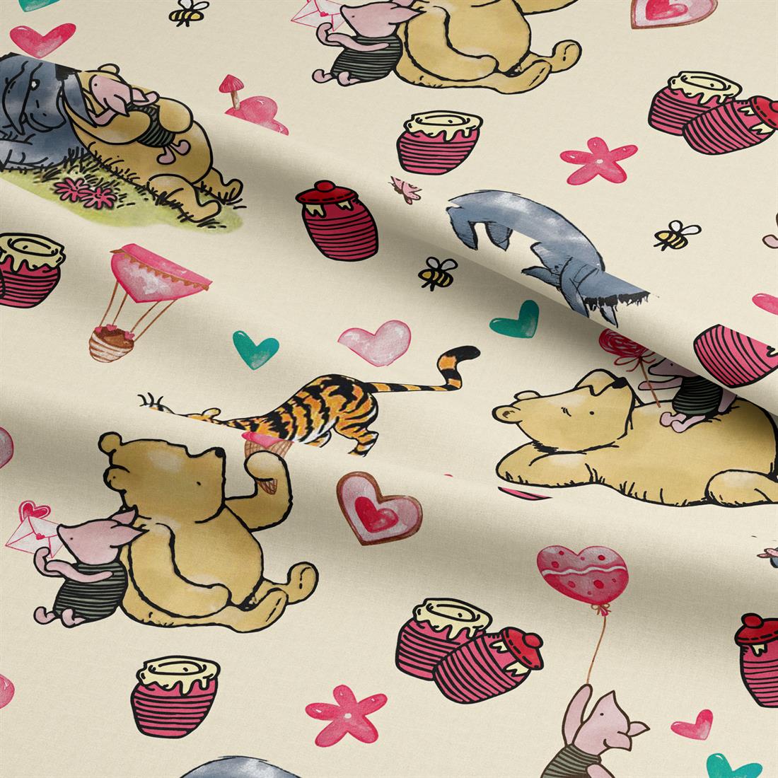 Cream Winnie Loves Digitally Printed Crafty Cottons Onto a 200 Thread