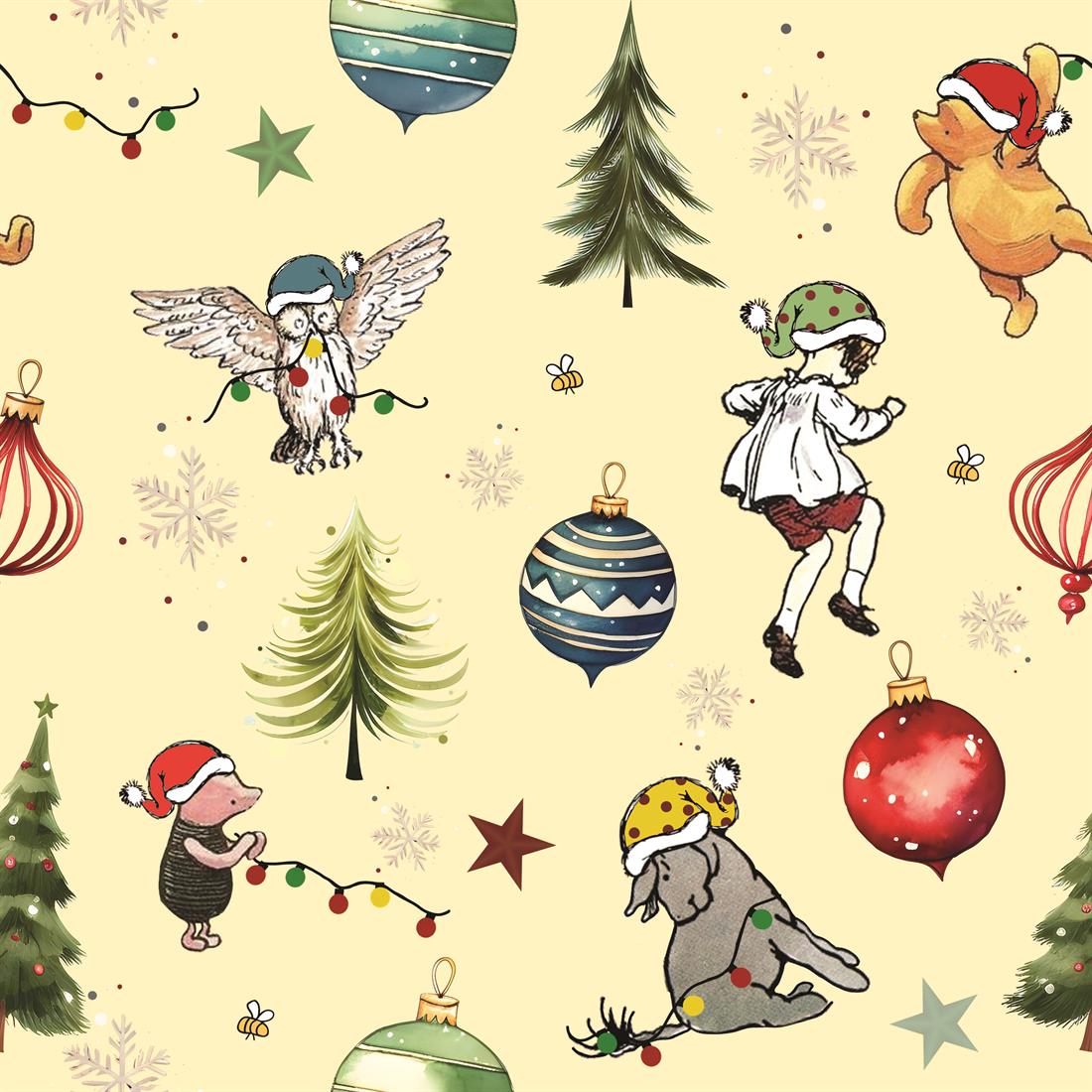 Cream Winnie Festive Lights Digitally Printed Crafty Cottons Onto a…