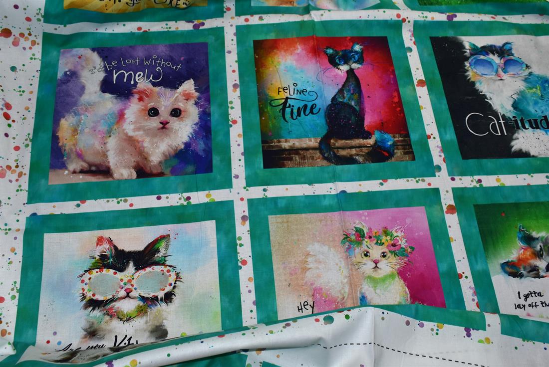 Multi Green Printed Panel 100% Cotton Fabric