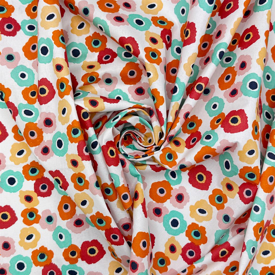 White Arly Printed 100% Cotton Fabric