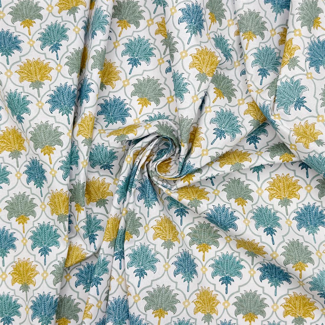White Elle Printed 100% Cotton Fabric