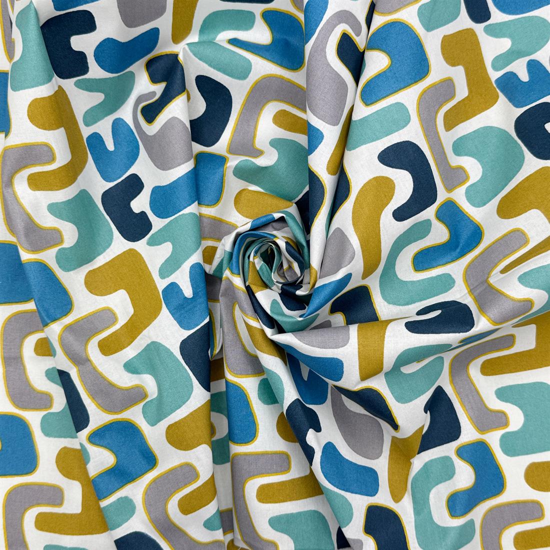 White Furan Printed 100% Cotton Fabric