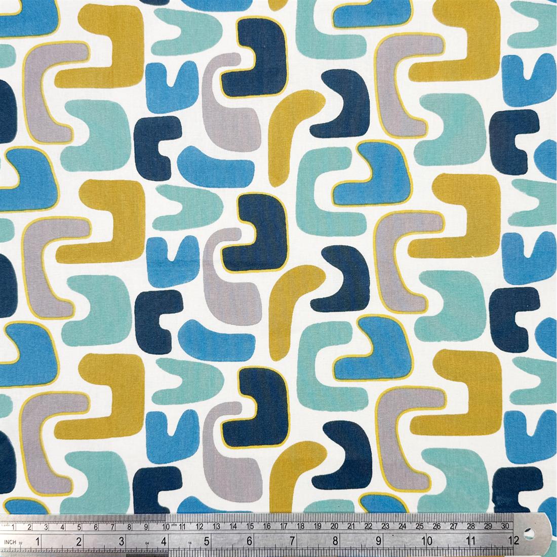 White Furan Printed 100% Cotton Fabric