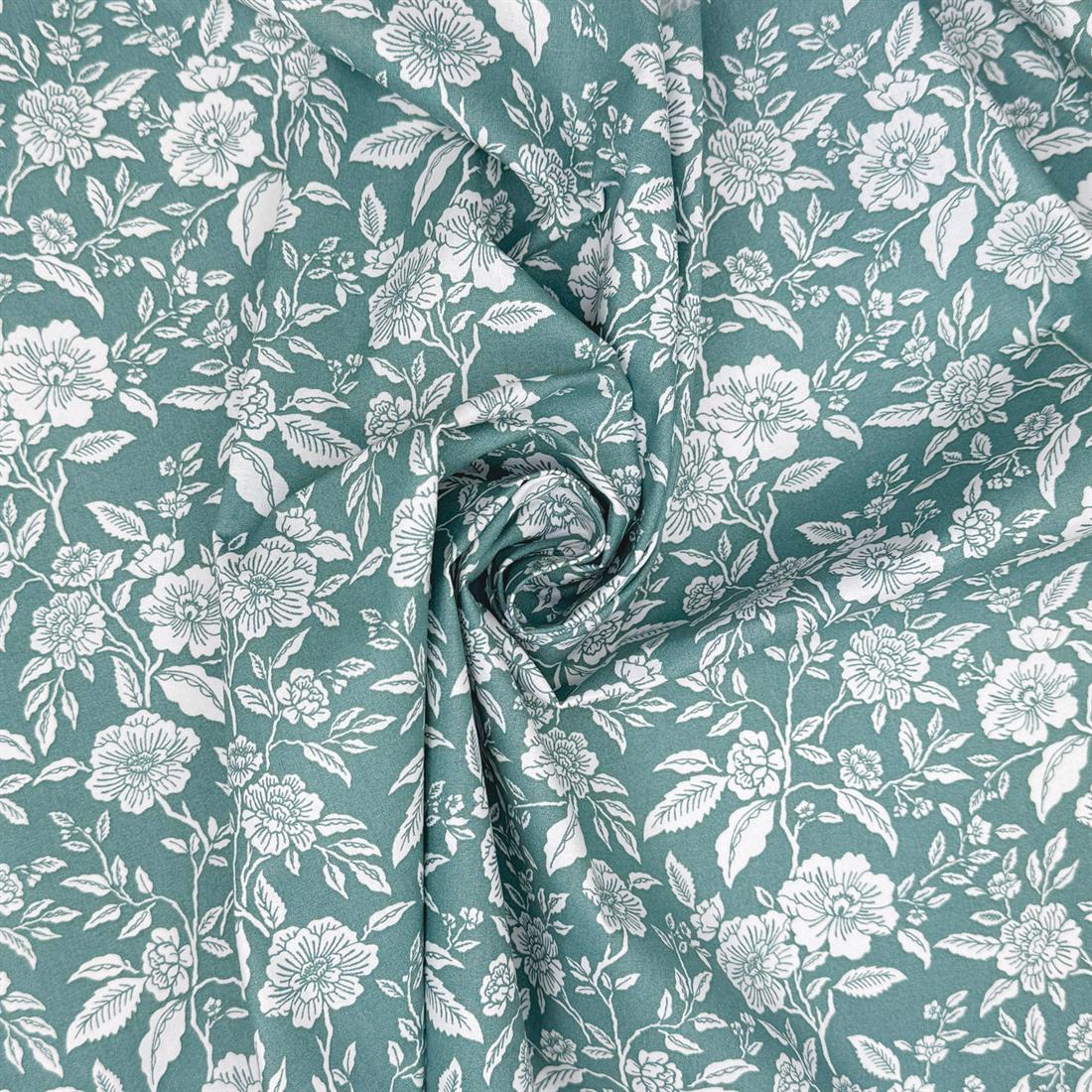 Sea Green Loire Printed 100% Cotton Fabric