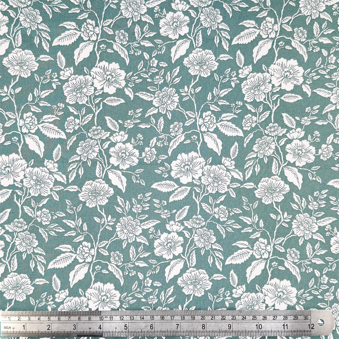 Sea Green Loire Printed 100% Cotton Fabric