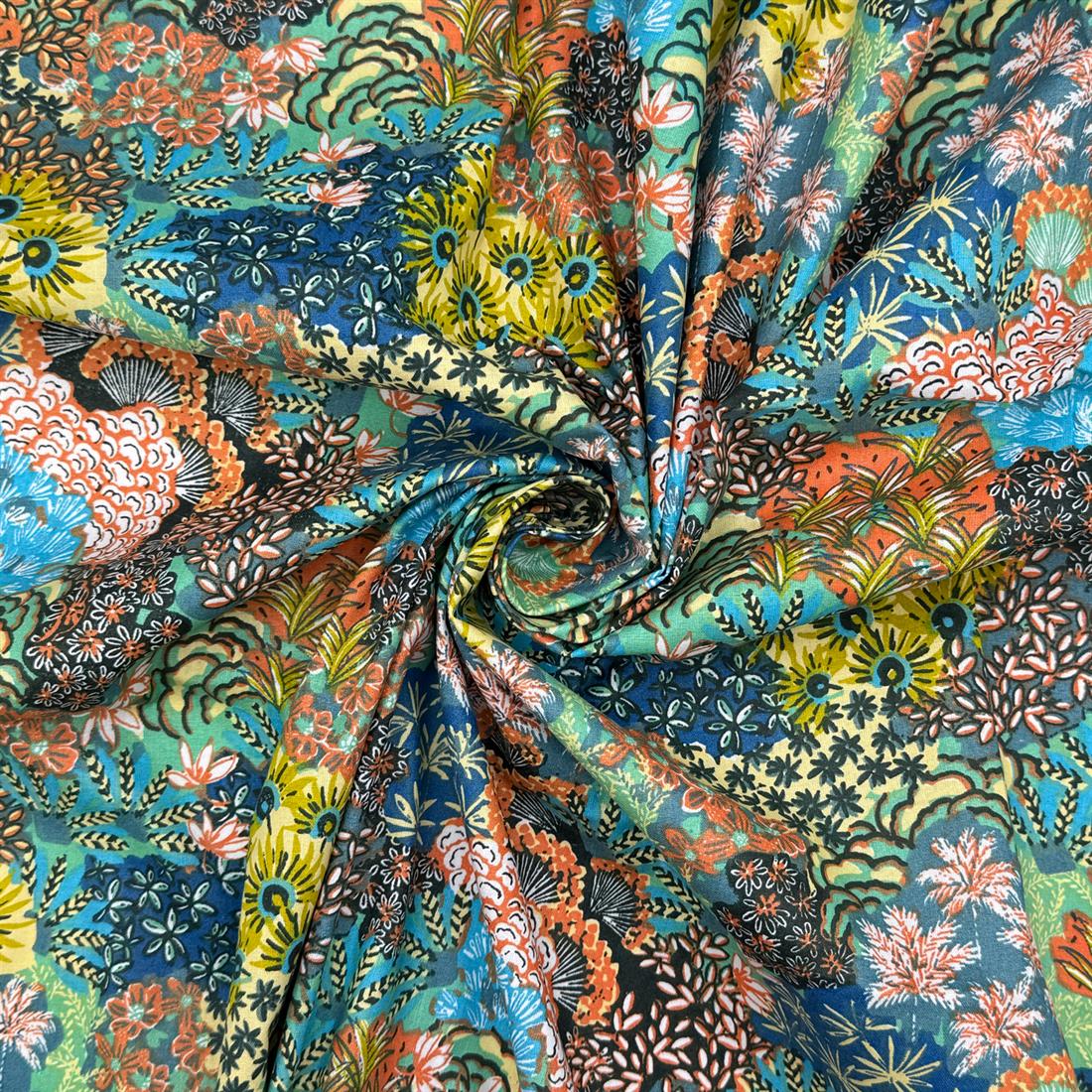 Blue Mayola Printed 100% Cotton Fabric