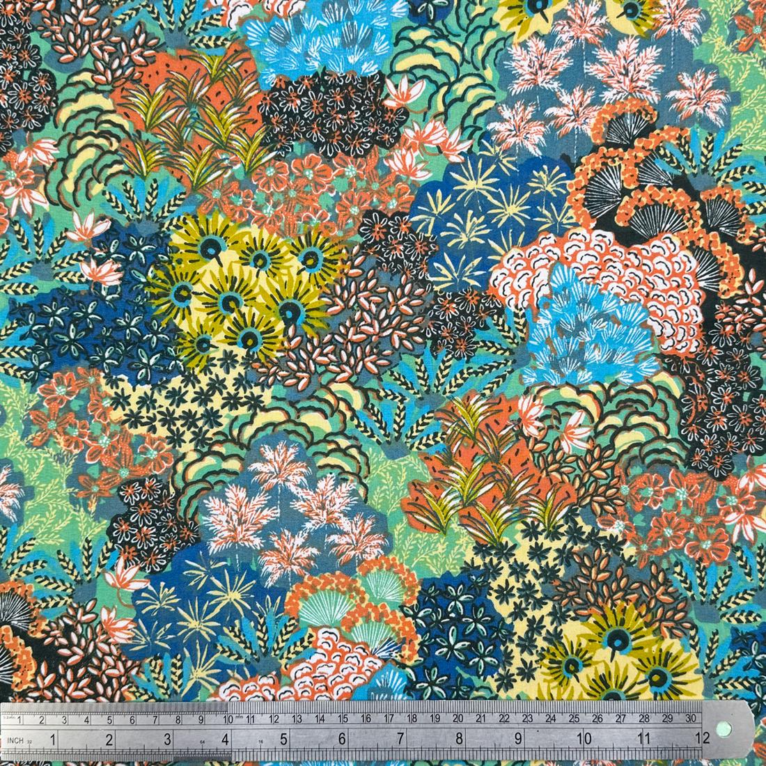 Blue Mayola Printed 100% Cotton Fabric
