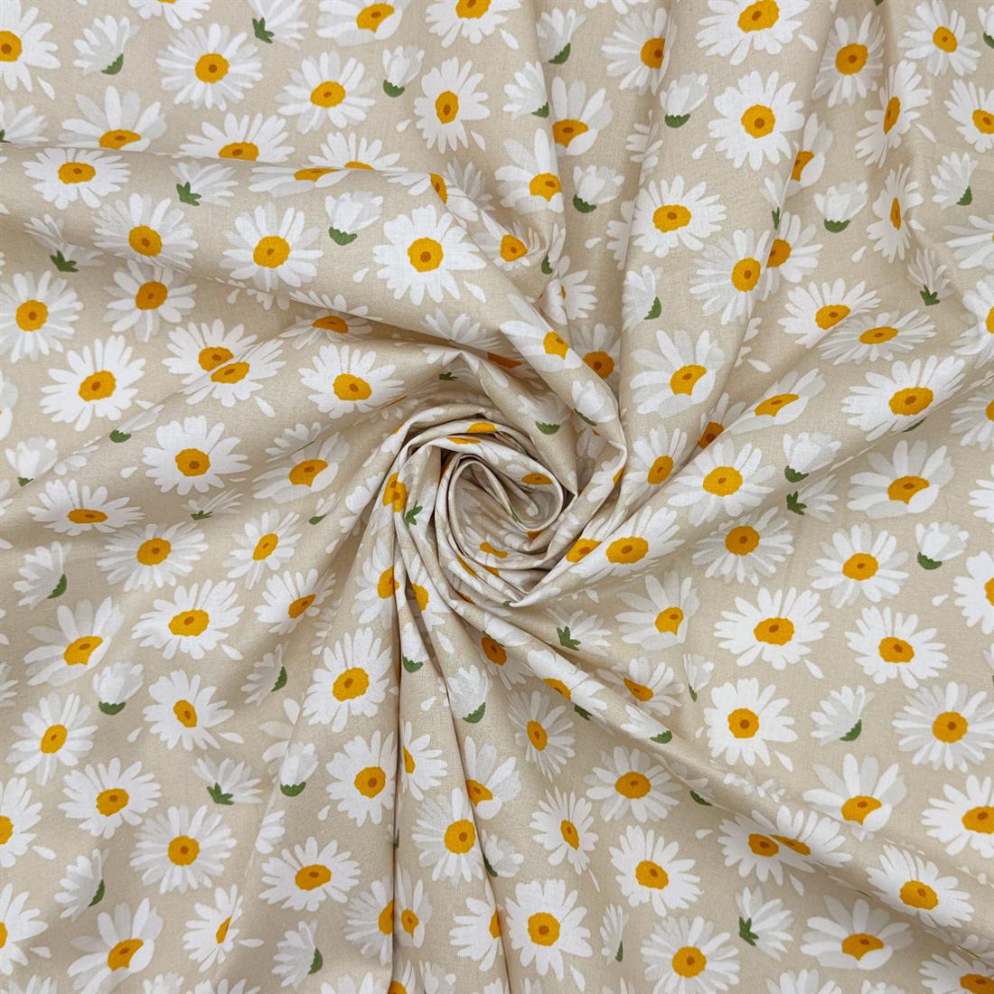 Beige Oxanne Printed 100% Cotton Fabric