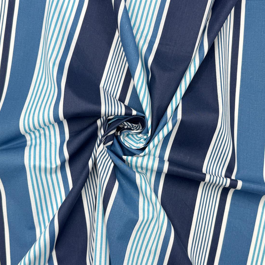 Blue & Navy Blue Varagno Printed 100% Cotton Fabric