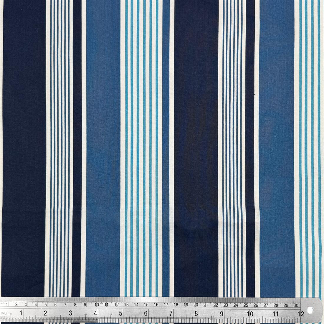 Blue & Navy Blue Varagno Printed 100% Cotton Fabric