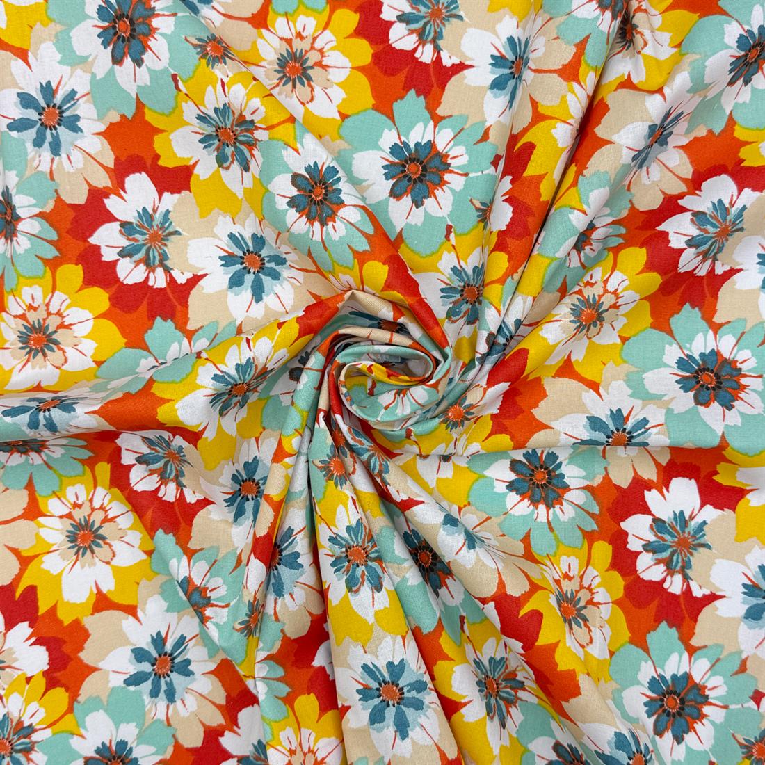 Red Tavaro Printed 100% Cotton Fabric