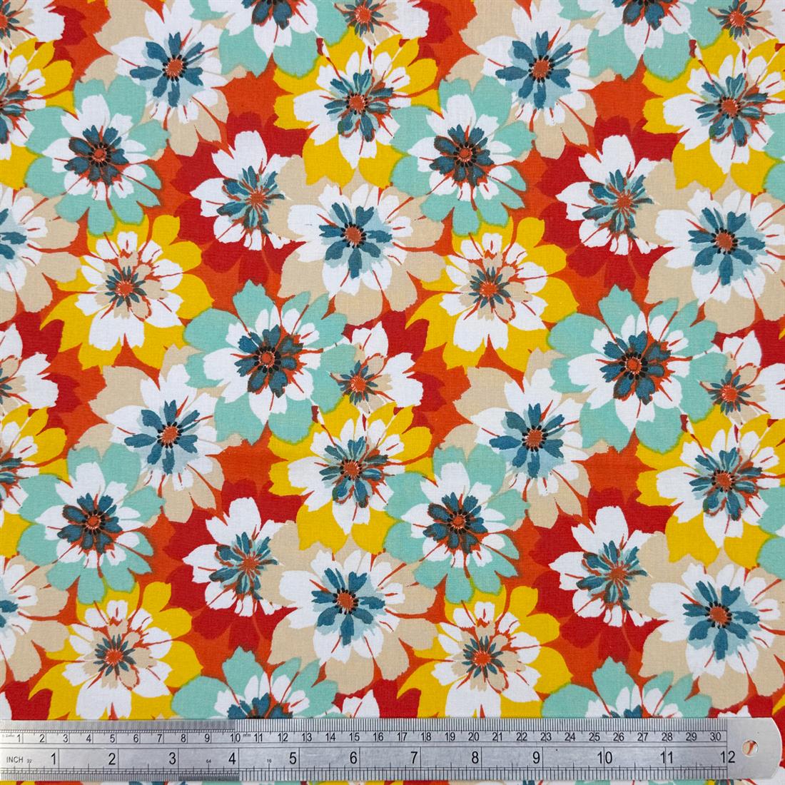 Red Tavaro Printed 100% Cotton Fabric
