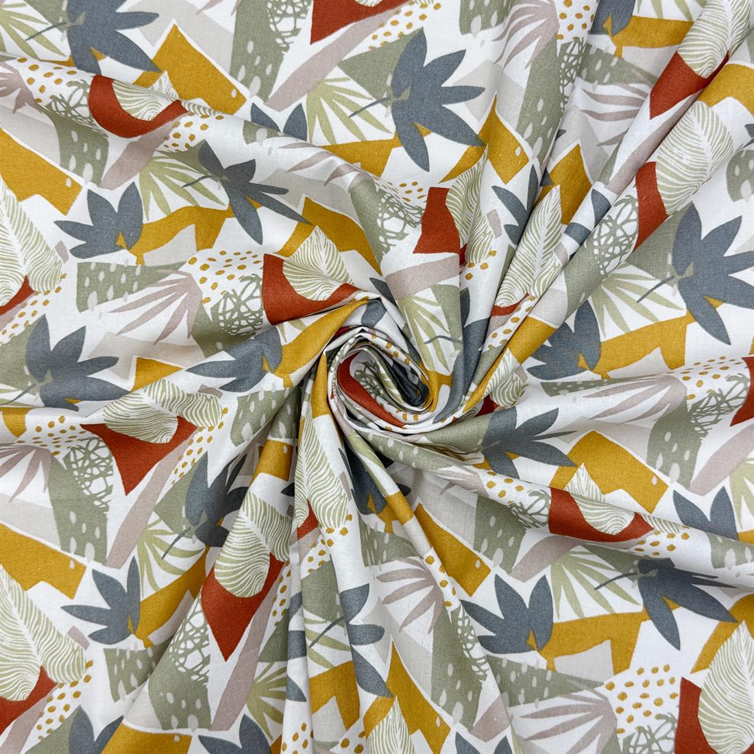 Grey Weiss Printed 100% Cotton Fabric