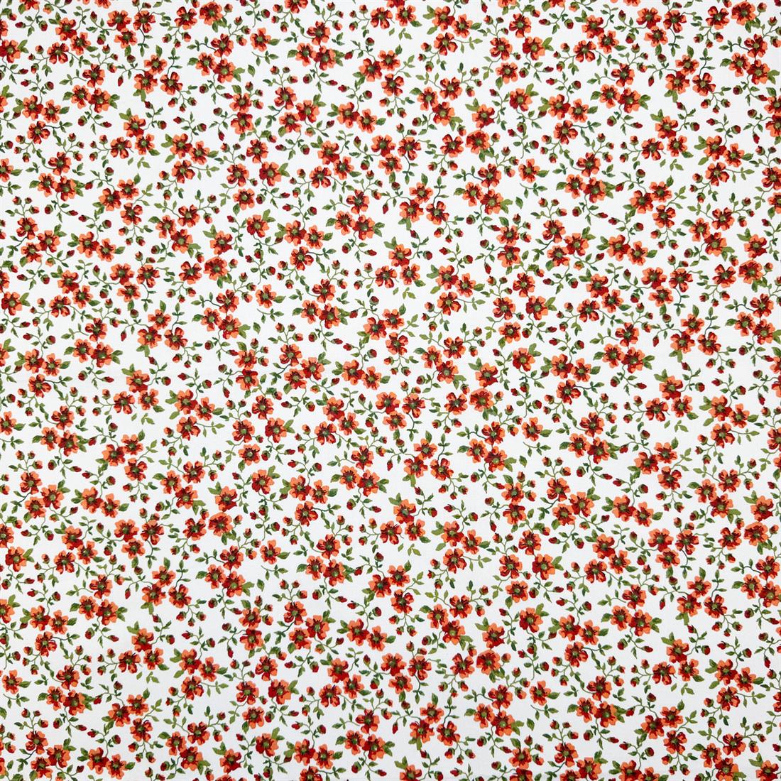 White & Orange Yvette Printed 100% Cotton Fabric