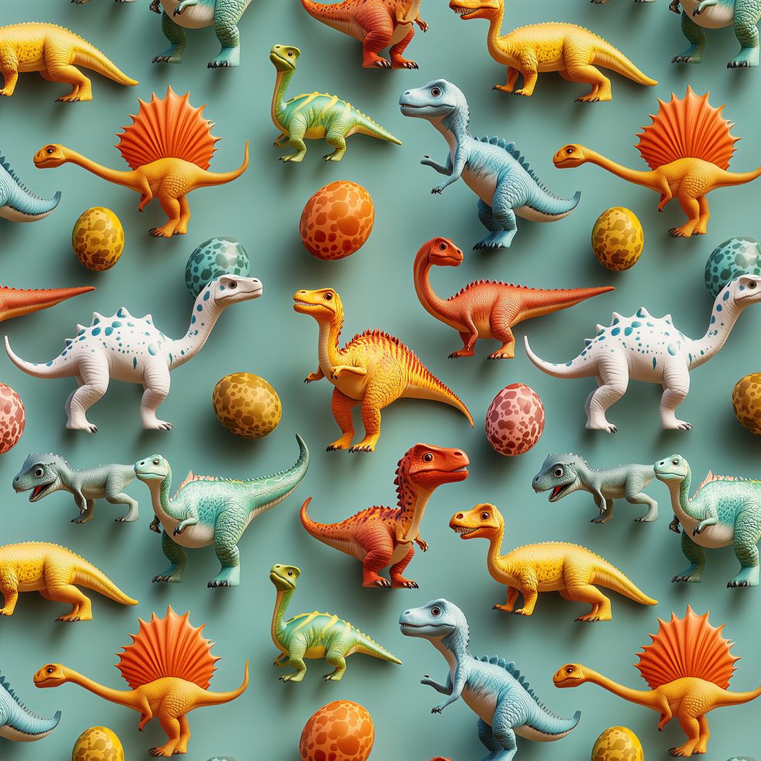 Sage Green Dinosaurs Crafty Cottons Fabric