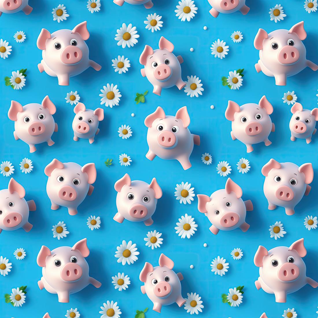 Blue 3D Piggies