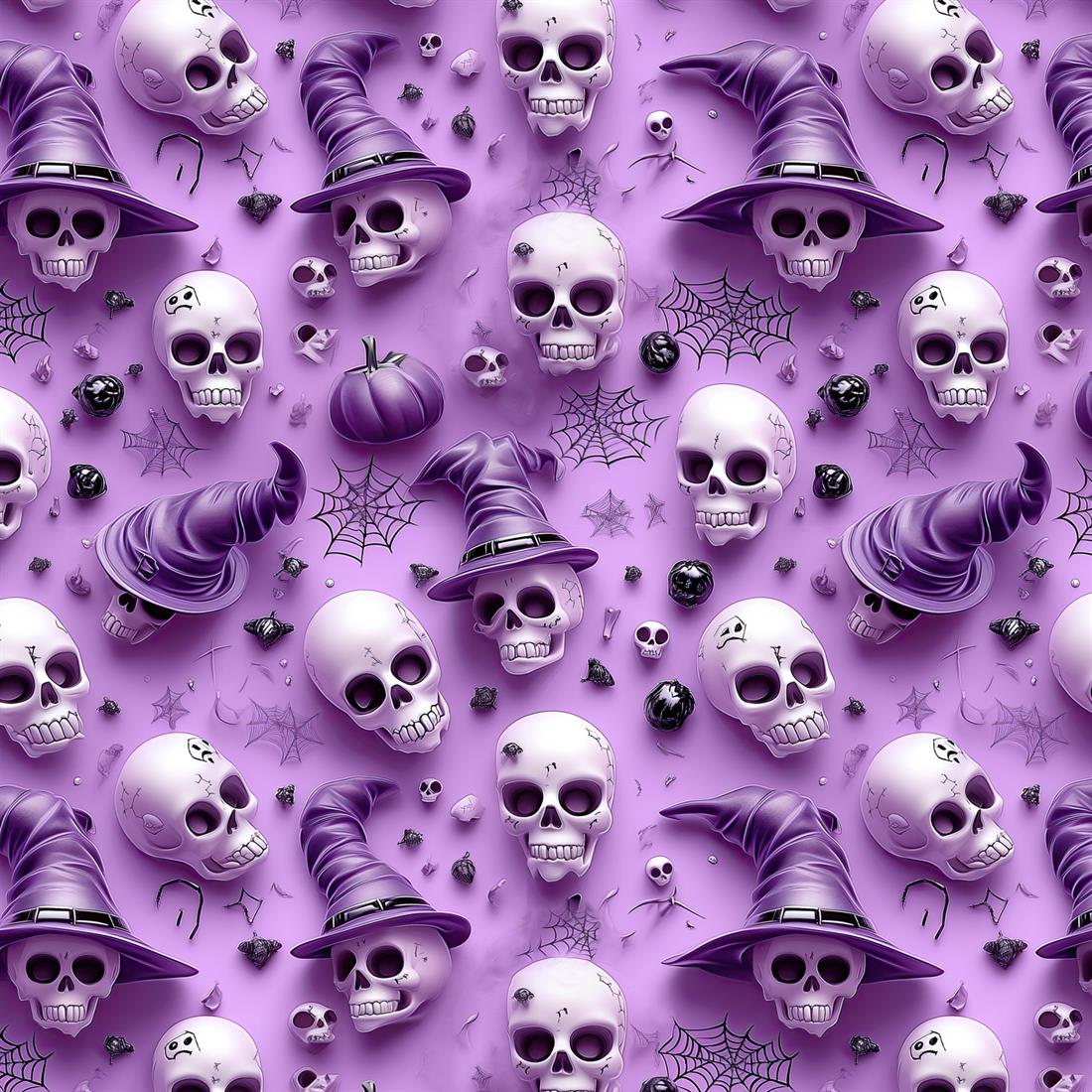 Purple Spooky Skulls Crafty Cottons Fabric