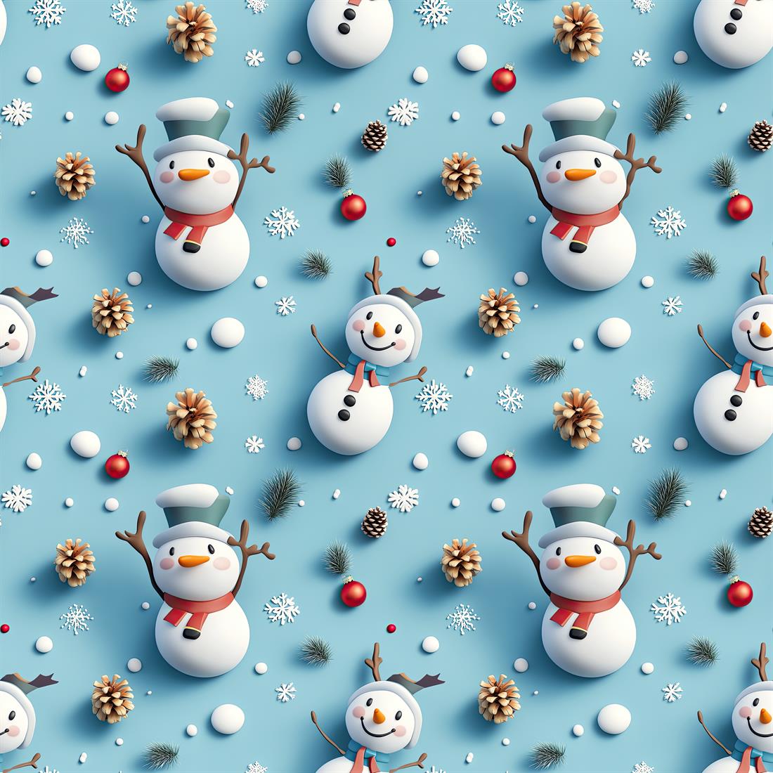 Blue Snowman Crafty Cottons Fabric