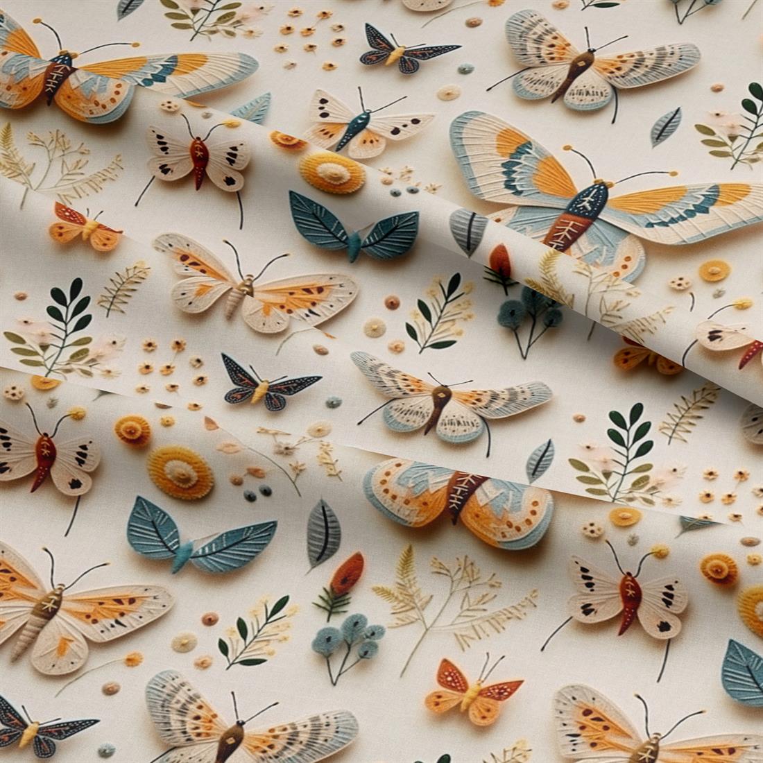 Ivory Papillon Crafty Cottons Fabric