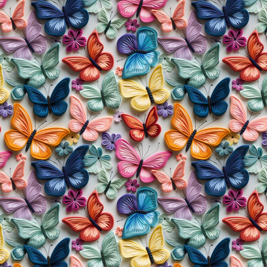 White Embroidered Butterf -Crafty Cottons