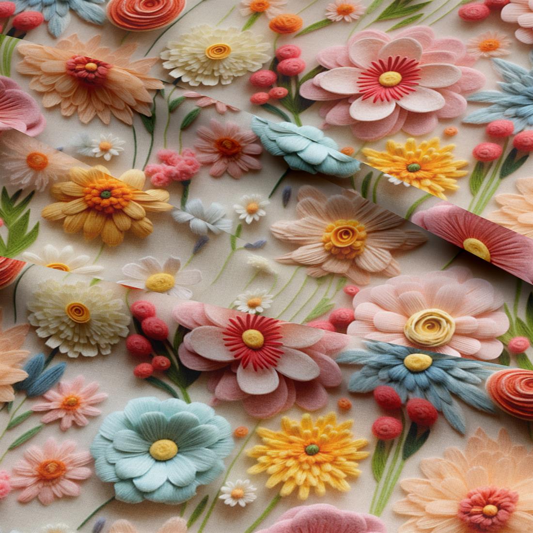Cream Embroidered Flowers Crafty Cottons Fabric