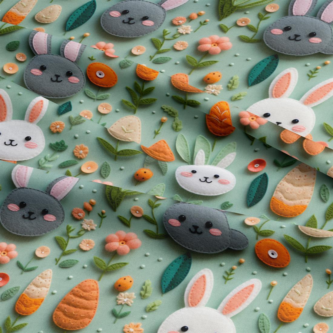Sage Green Felt Easter Bunnies