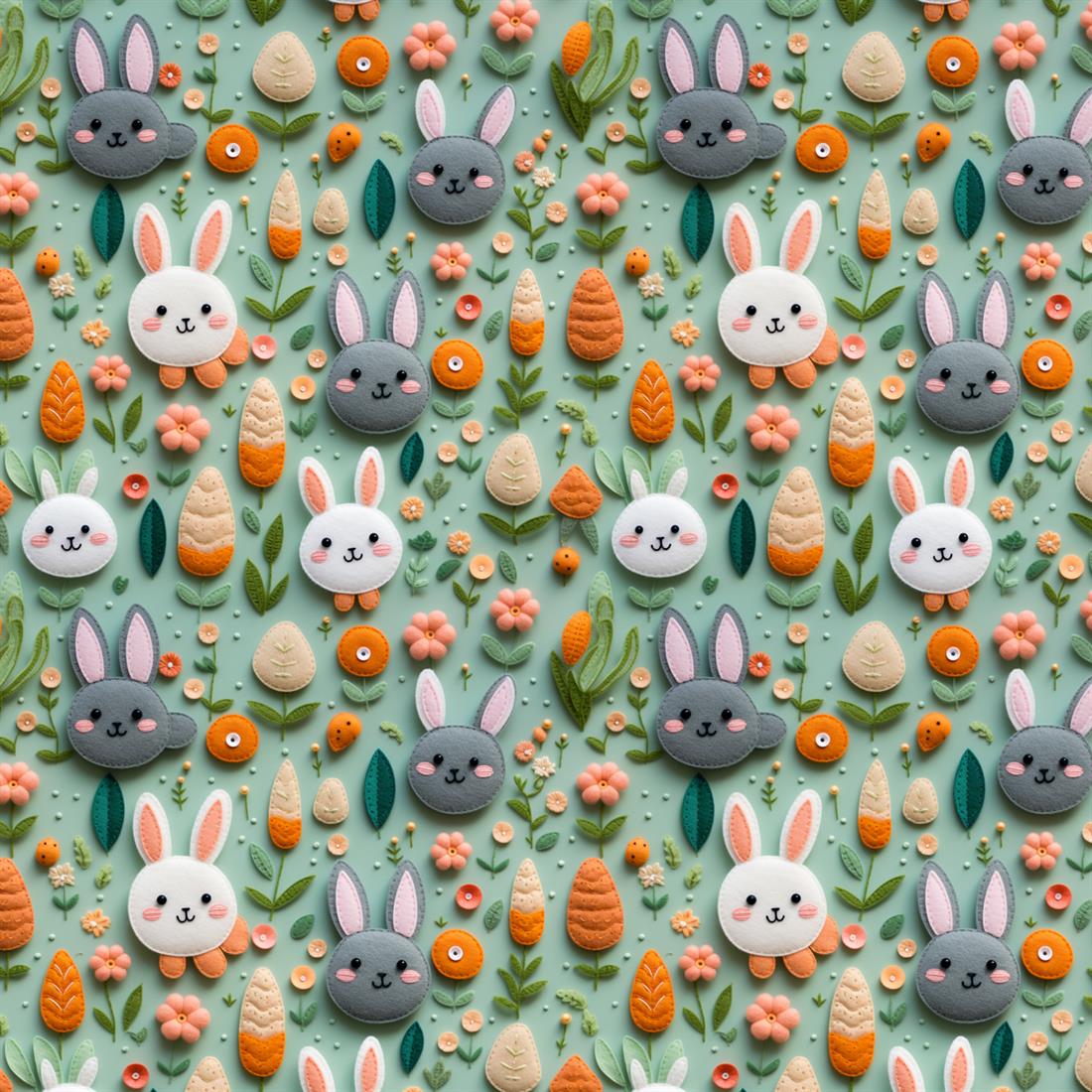 Sage Green Felt Easter Bunnies