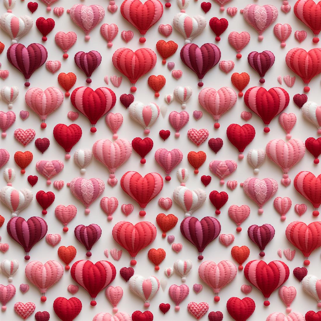White & Pink Heart Air Balloons Crafty Cottons Fabric