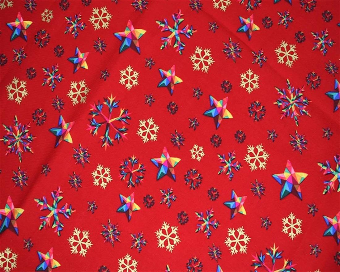 Rainbow Snowflake Metallic Cotton Printed 100% FabricThis Beautiful…